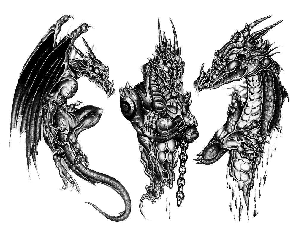 Design del tatuaggio del drago 3D PNG