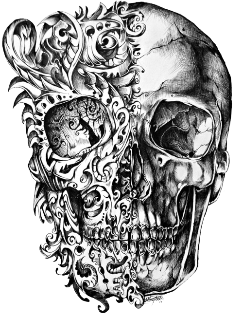 Cool Skull Tattoo Design Drawing PNG | PNG Mart