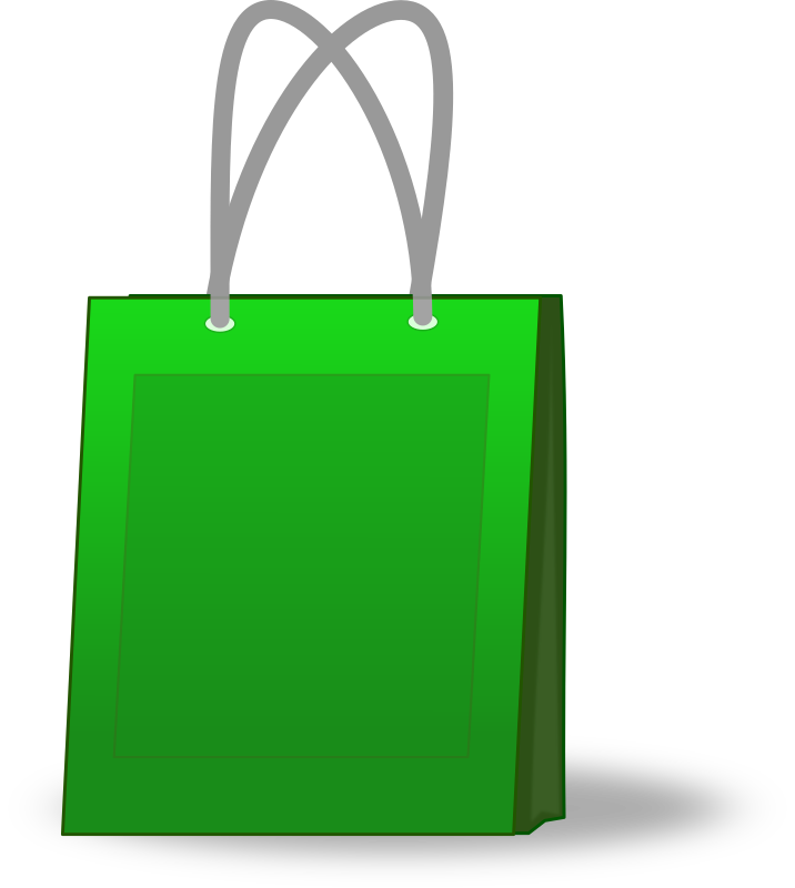 กระเป๋าช้อปปิ้งสีเขียวกระเป๋าคลิป PNG