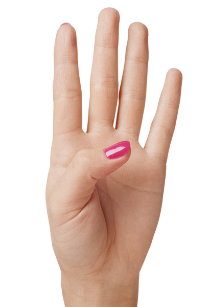 Рука женщины показывая четыре палец PNG