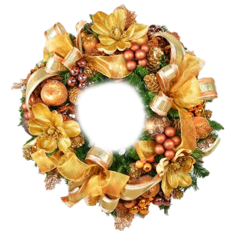 Gold Christmas Wreath PNG File