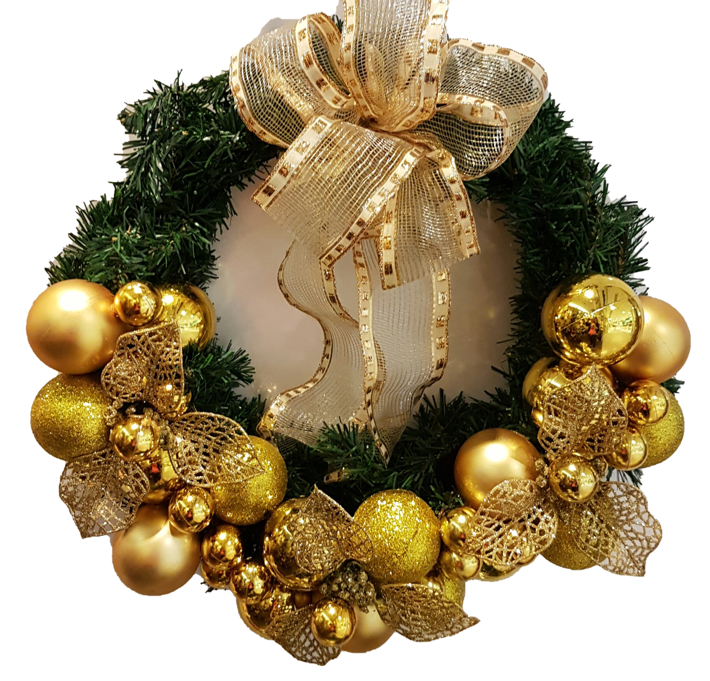 Gold Weihnachtskranz PNG Bild