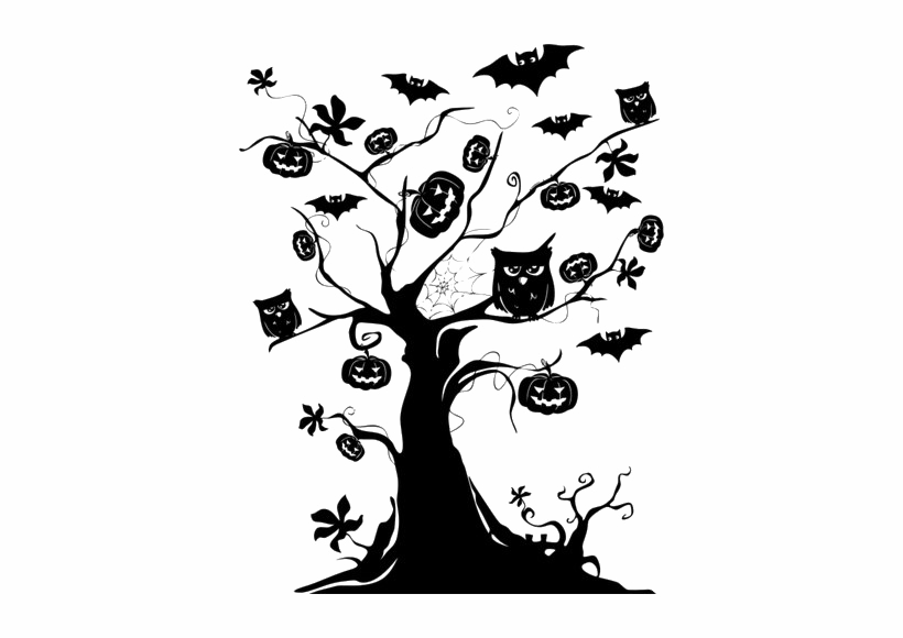 Halloween Silhouette Tree PNG File