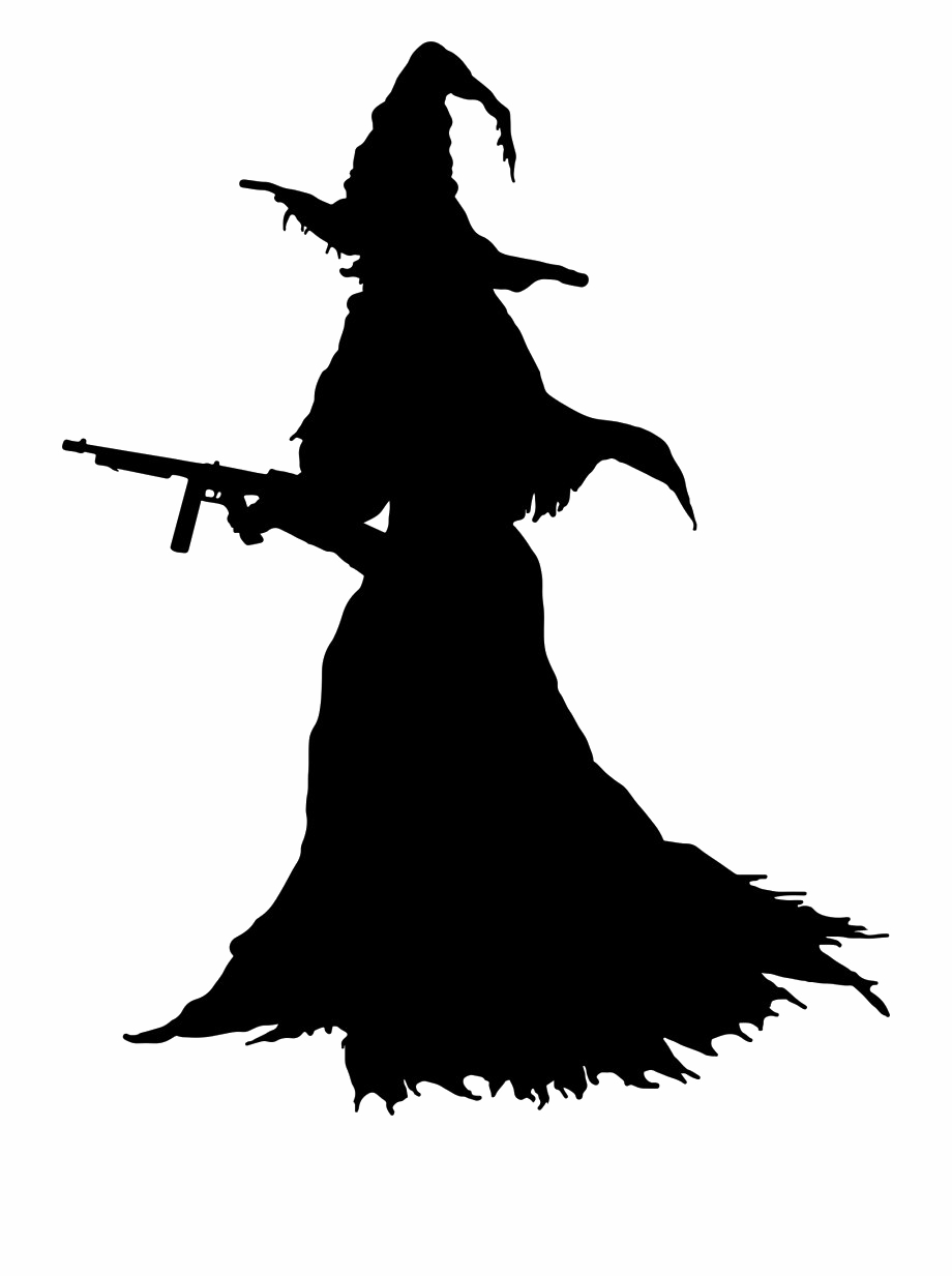 Immagine del PNG della strega della siluetta di Halloween