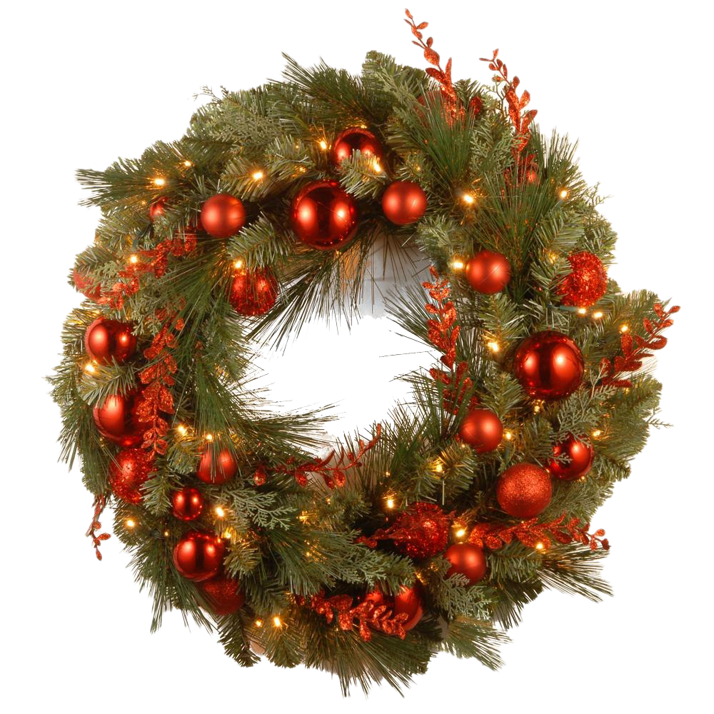 Red Christmas Wreath PNG Unduh Gratis