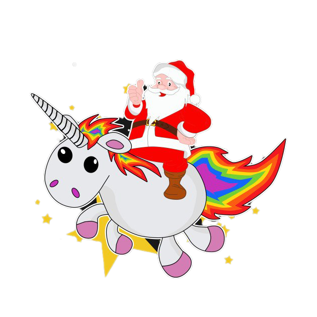 Santa auf der Einhorn-PNG-Datei
