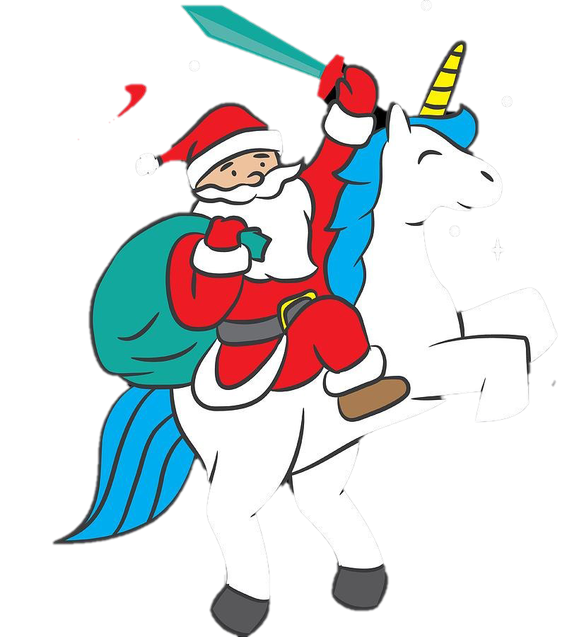 Santa on Unicorn PNG شفافة