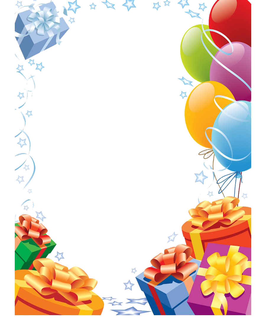 Balloons Birthday Frame PNG Pic