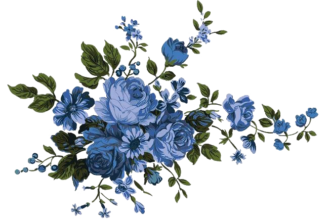 Blue Floral PNG Unduh Gratis