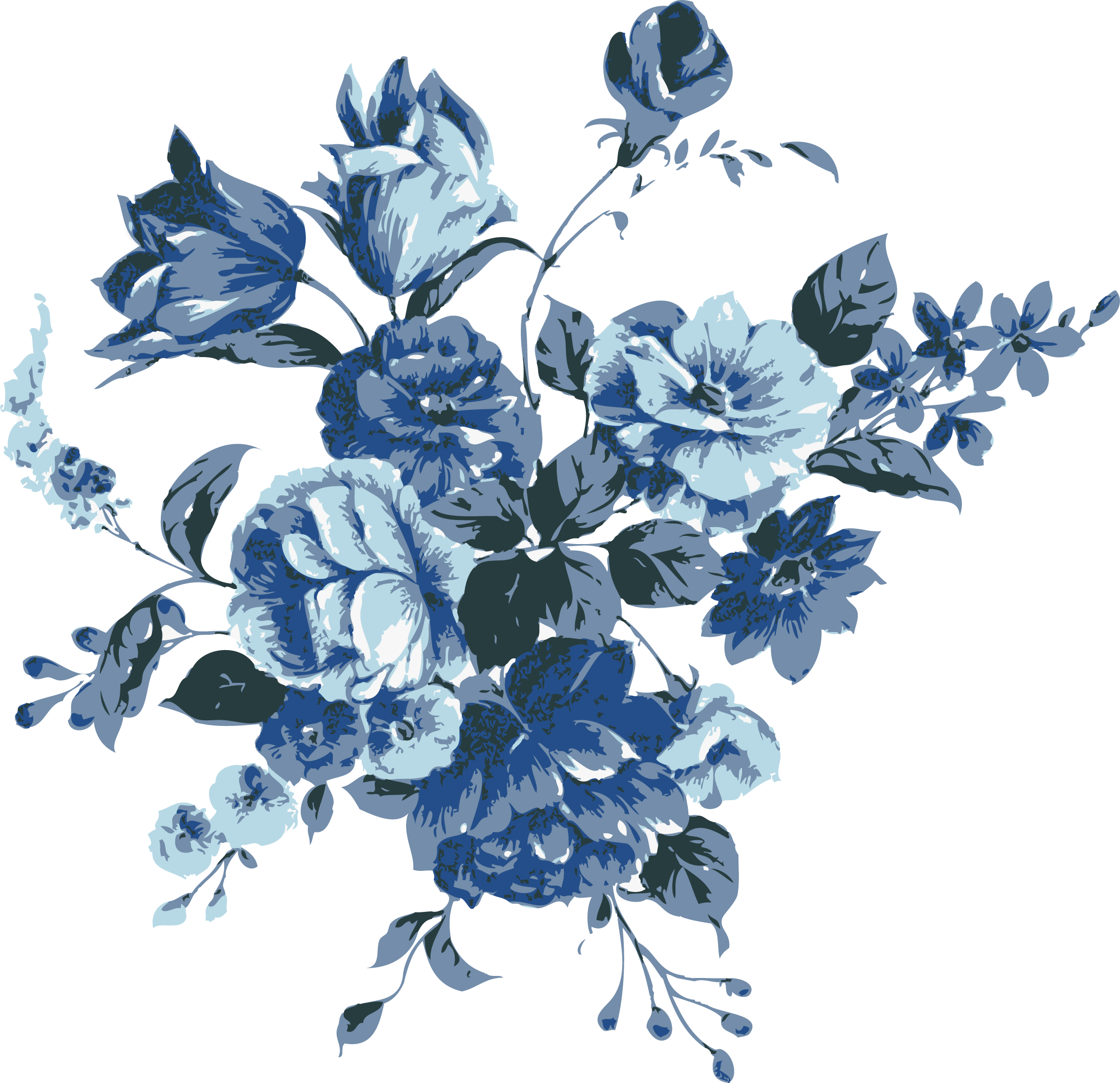 Imagens transparentes florais azuis PNG