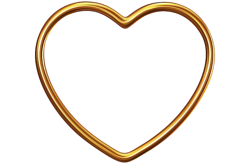 Golden Heart Frame PNG-bestand