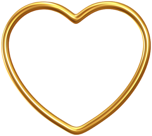 Golden Heart Frame PNG Image