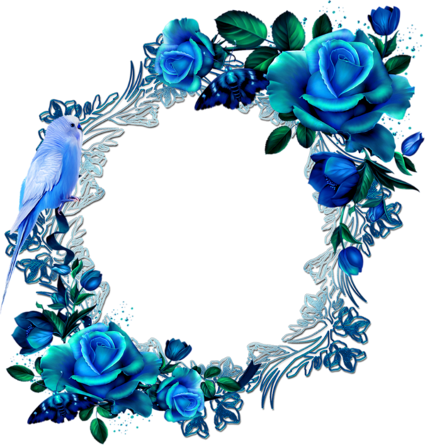 Rodada azul floral transparente PNG