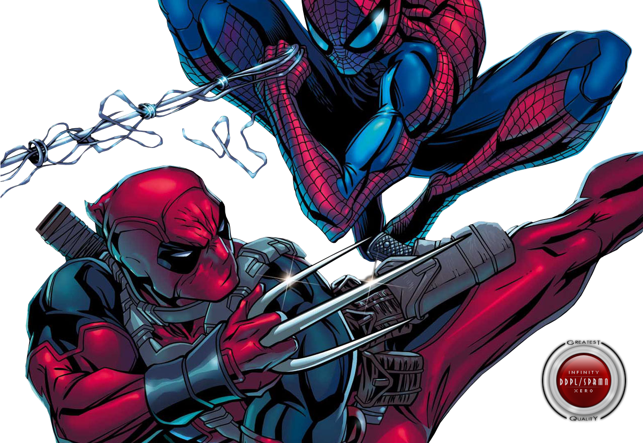 Spiderman And Deadpool PNG Transparent Picture
