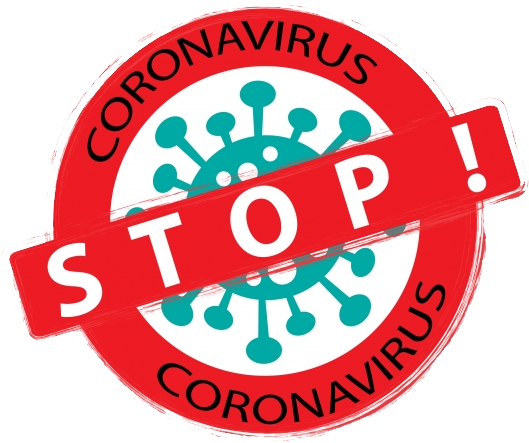 Pare o fundo transparente do sinal de coronavírus