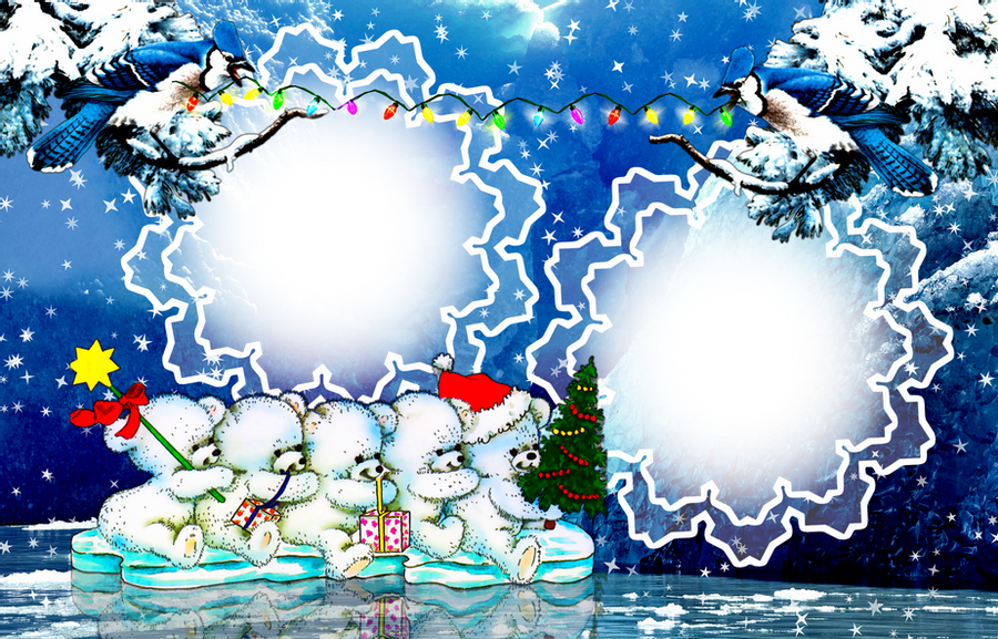 Cadre de Noël Bleu Images Transparentes PNG