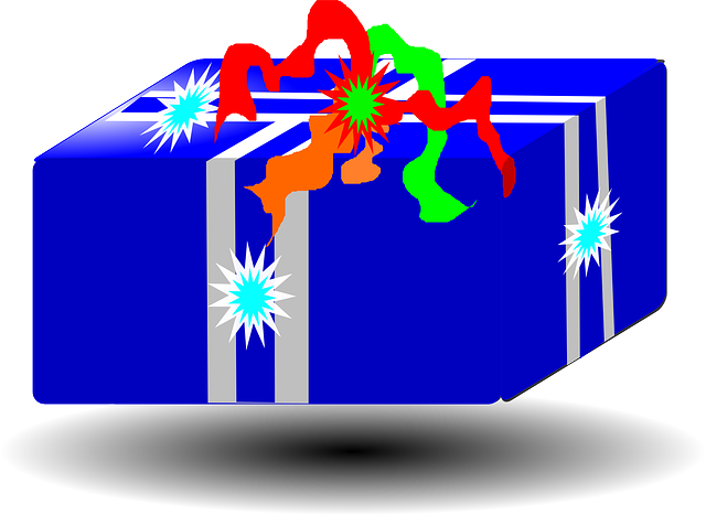 Blaues Weihnachtsgeschenk-PNG-Bild