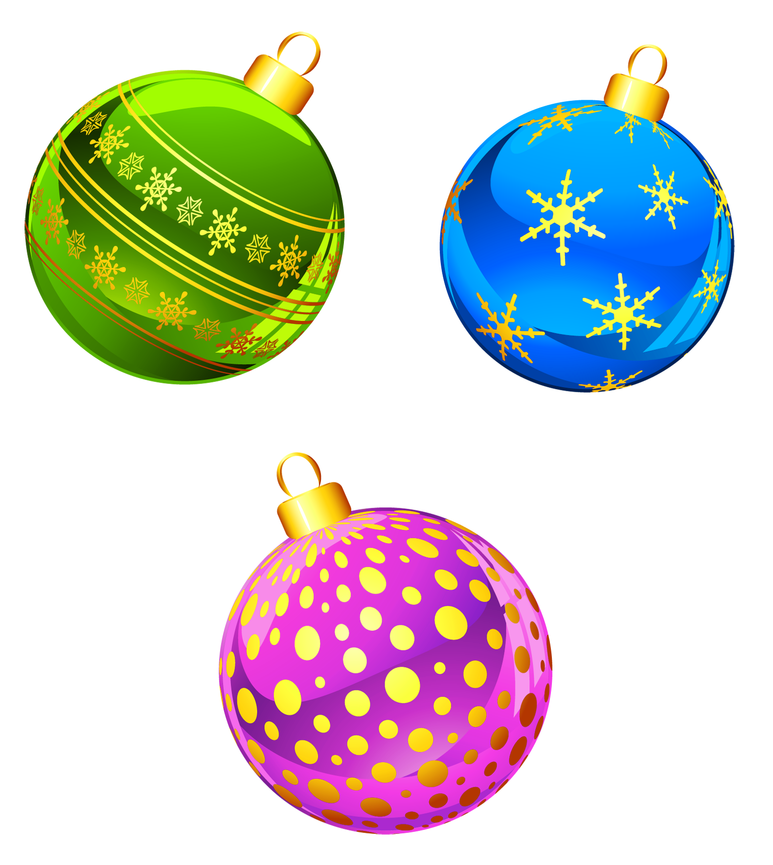 Colorful Christmas Ornaments PNG HD