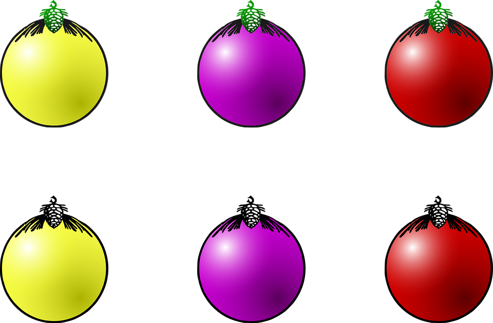 Colorful Christmas Ornaments PNG Pic