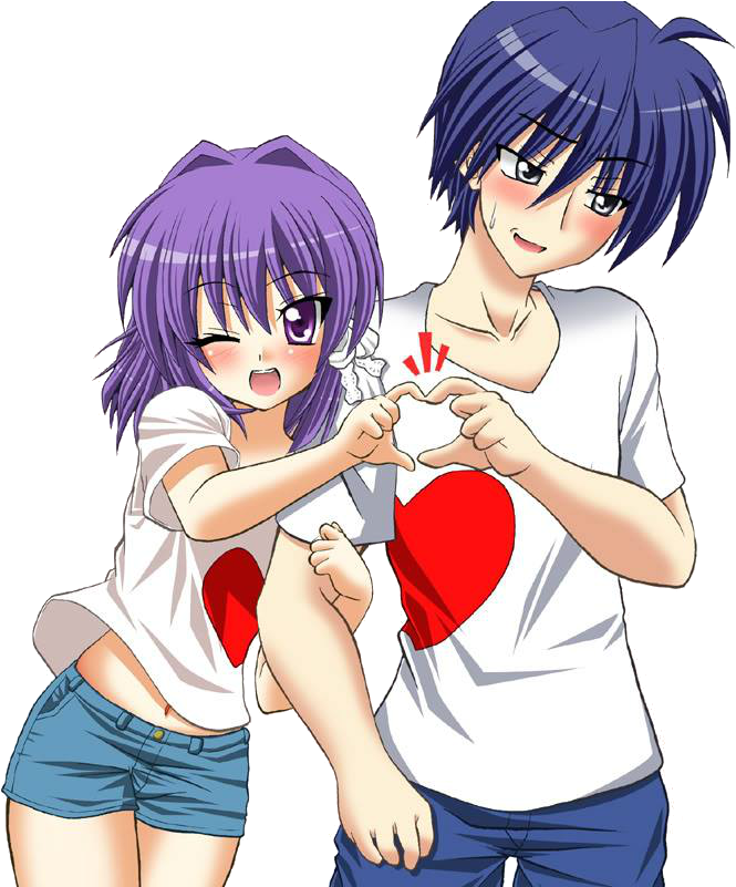 Cute Anime Couple PNG Pic
