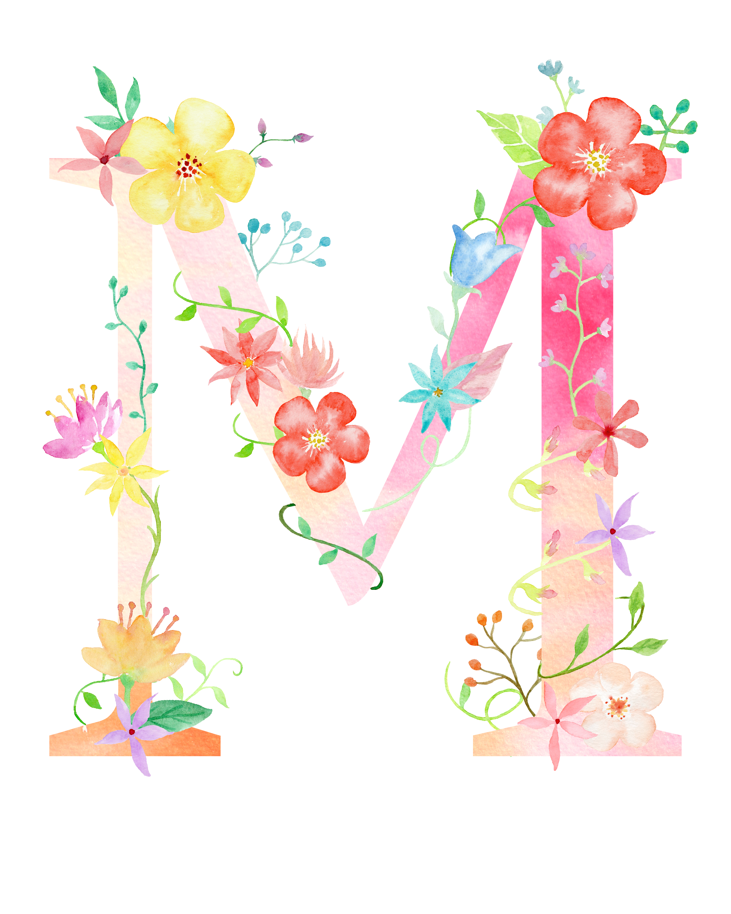 Gambar alfabet bunga PNG