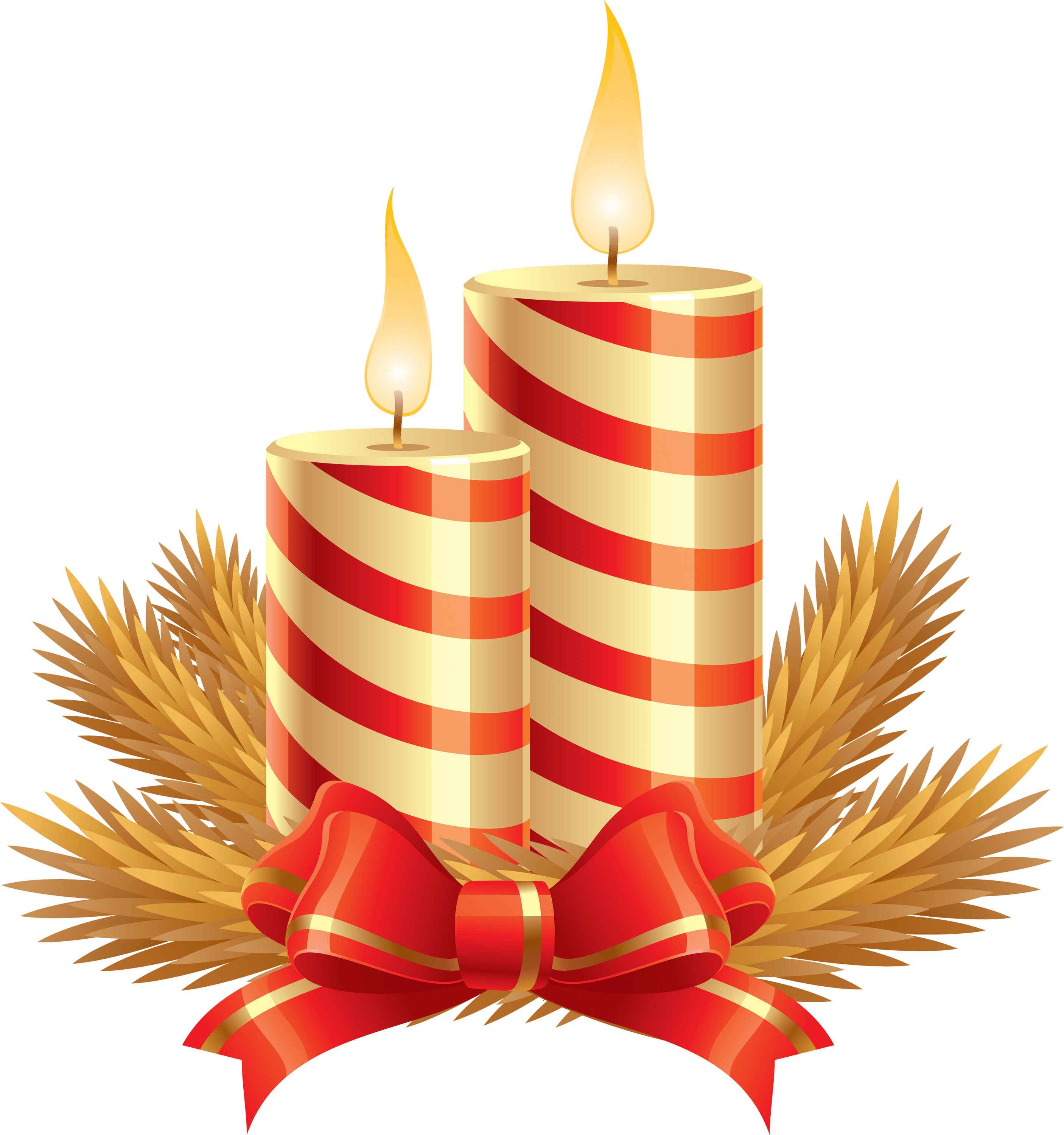 Gold Christmas Candle PNG Clipart