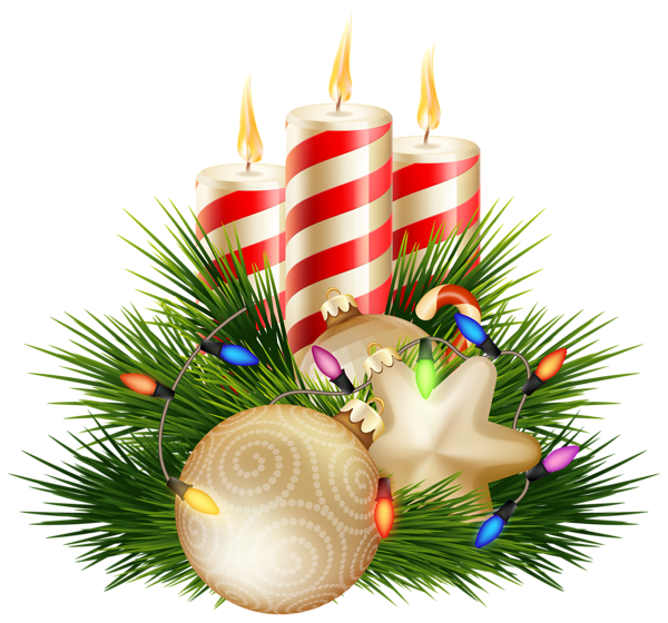 Gold Christmas Candle PNG HD