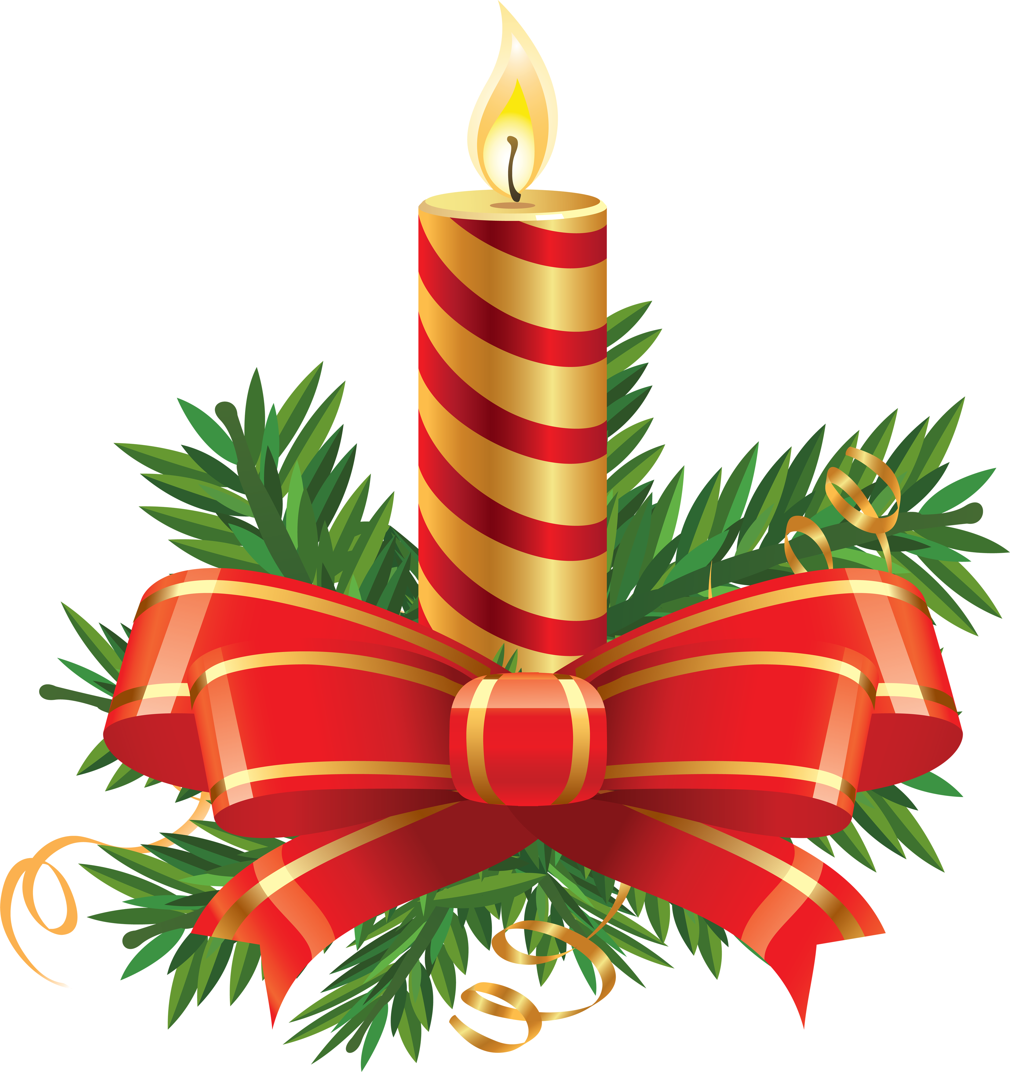 Gold Christmas Candle PNG Photo