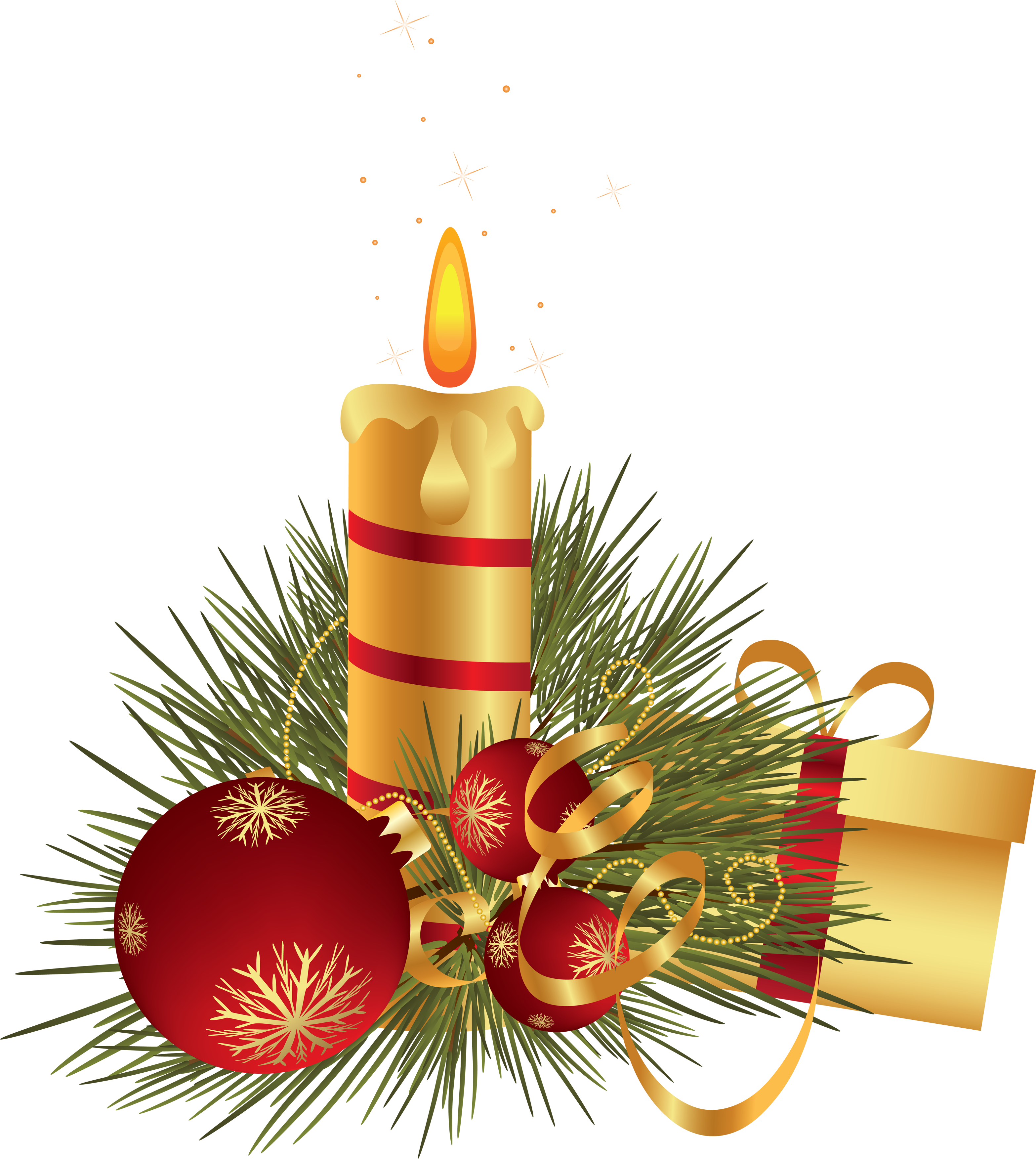Gold Christmas Candle Transparent PNG
