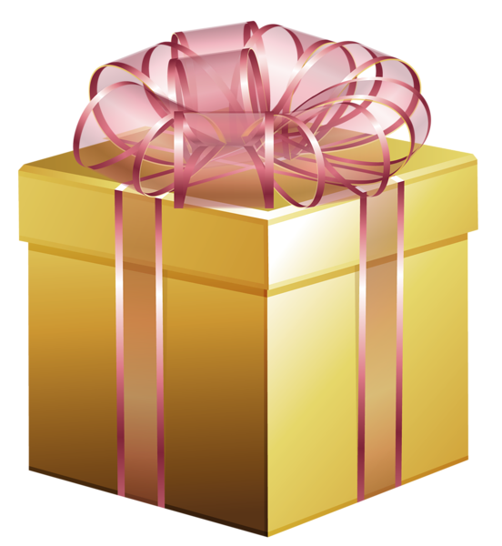 Gold Christmas Gift PNG Transparent