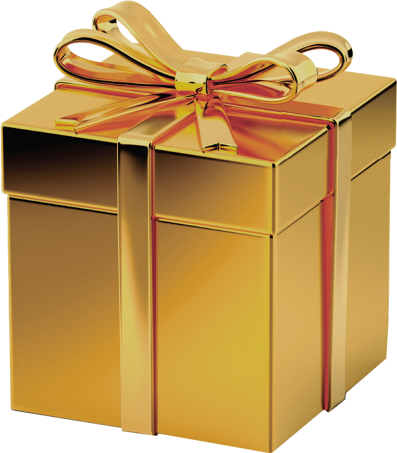 Gold Christmas Gift Transparent Background