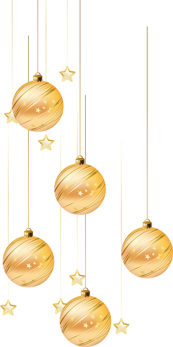Gold Christmas Ornaments Transparent Background