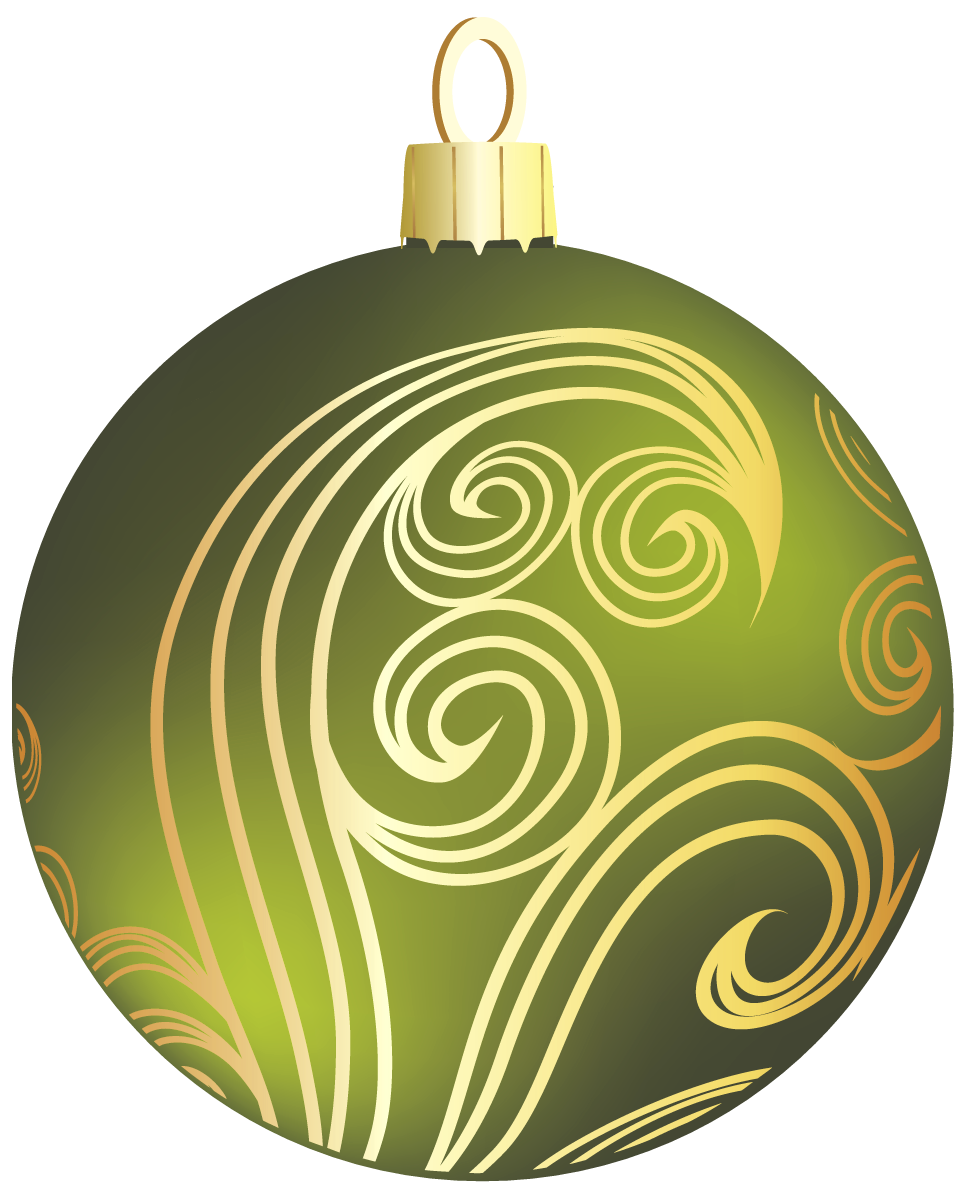 Green Christmas Ornaments PNG Image