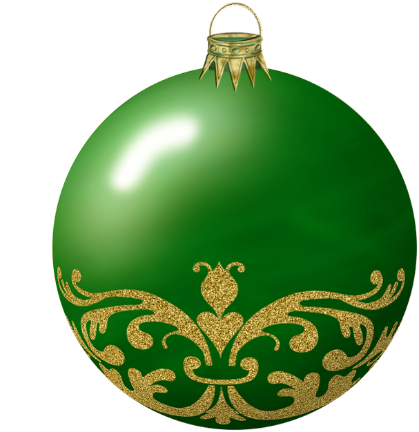 Green Christmas Ornaments PNG Transparent