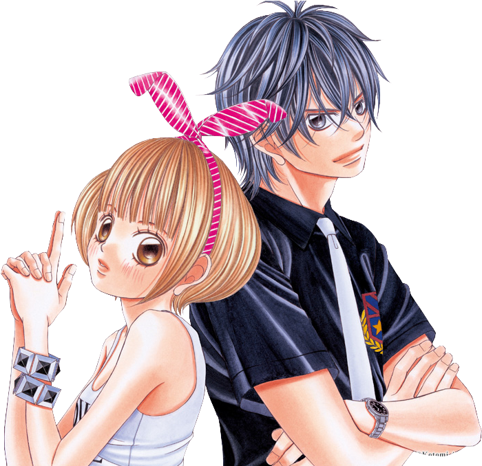 High School Anime Couple PNG Image