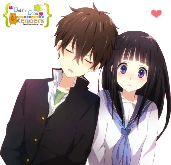 High School Anime Couple PNG Photo