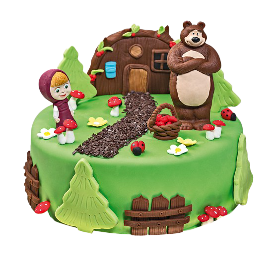 Masha And The Bear Cake PNG Image Background