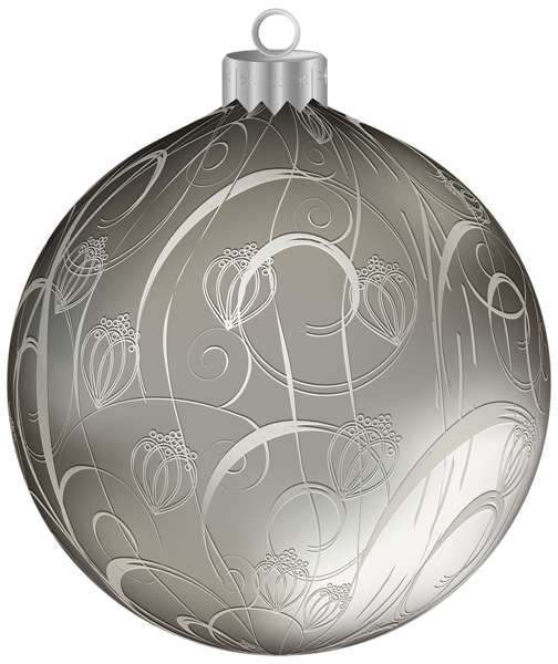 Silver Christmas Bauble PNG Free Download