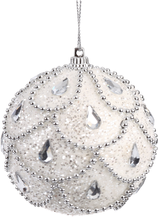 Silver Christmas Bauble PNG Pic
