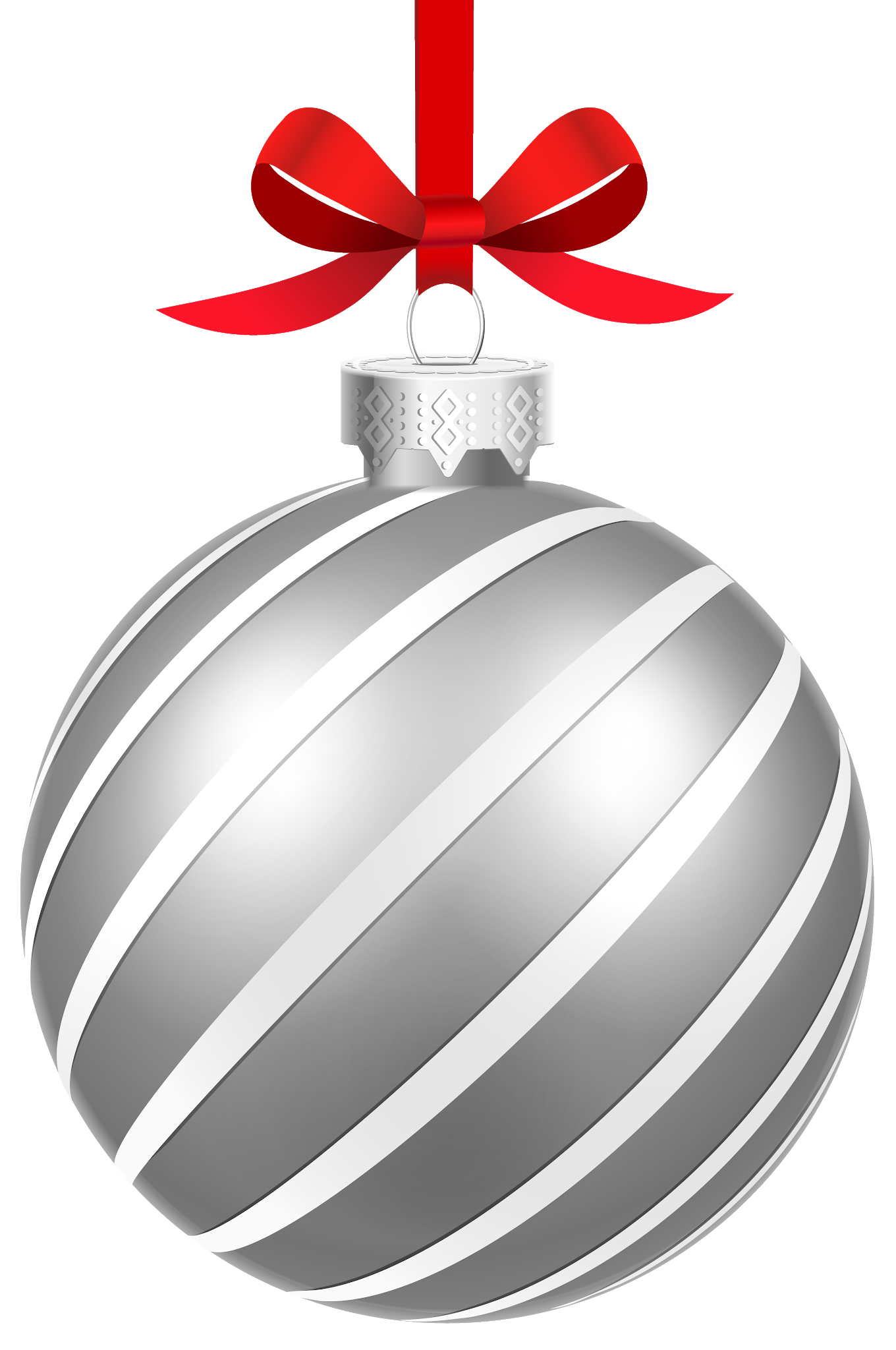 Silver Christmas Ornaments PNG HD