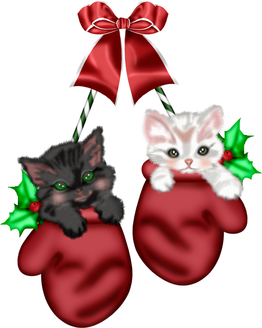 Vector Christmas Kitten PNG Transparent Image