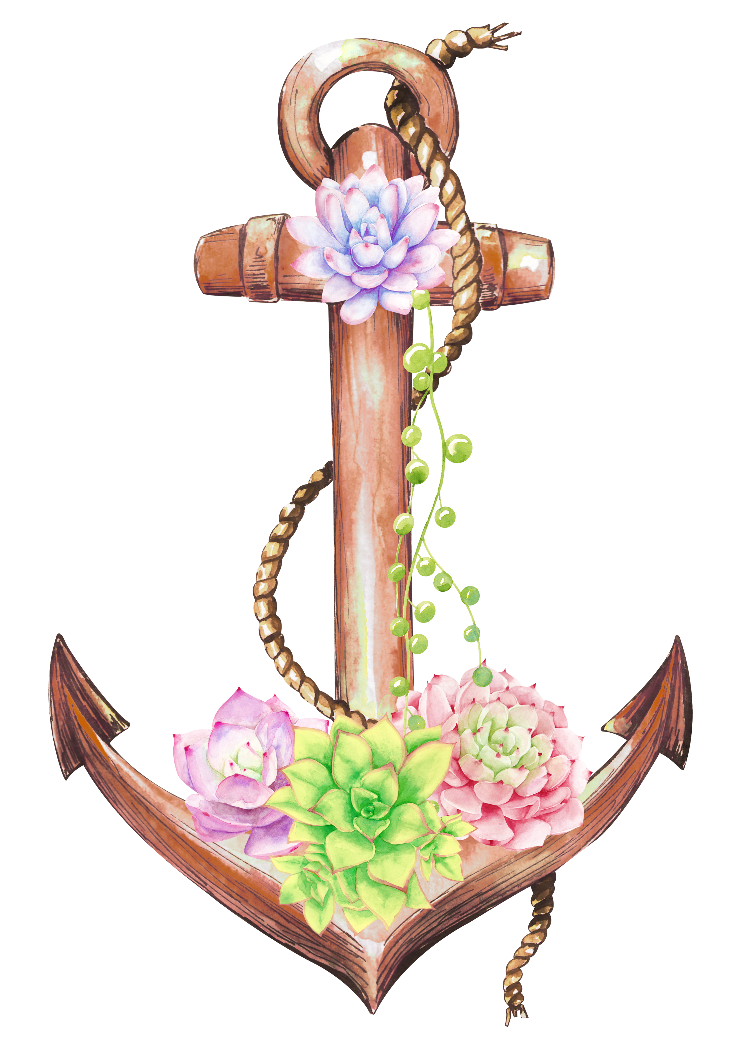 Watercolor Anchor PNG Image