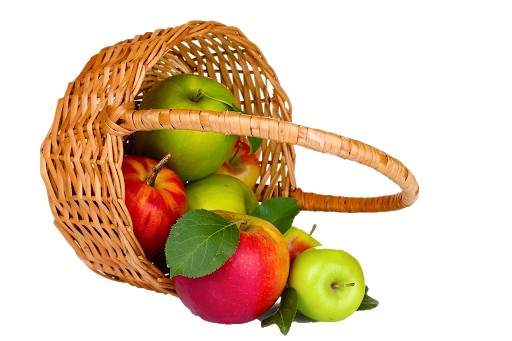 Immagine di sfondo di PNG cestino di mele