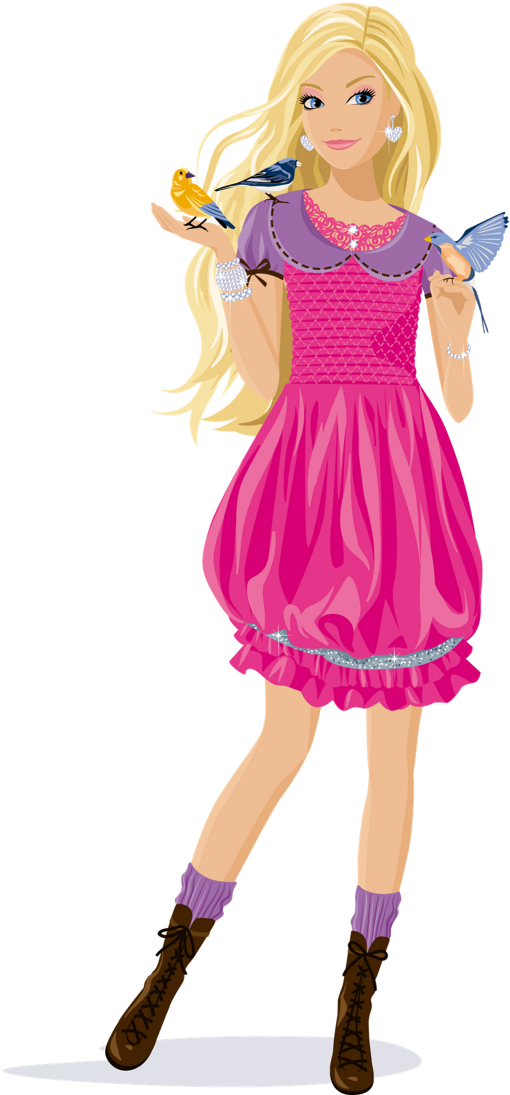Barbie Doll Vector Pink Dress PNG
