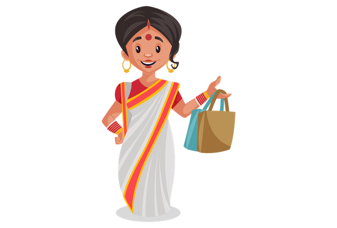Bengali Girl Holding Shopping Bag Transparent PNG
