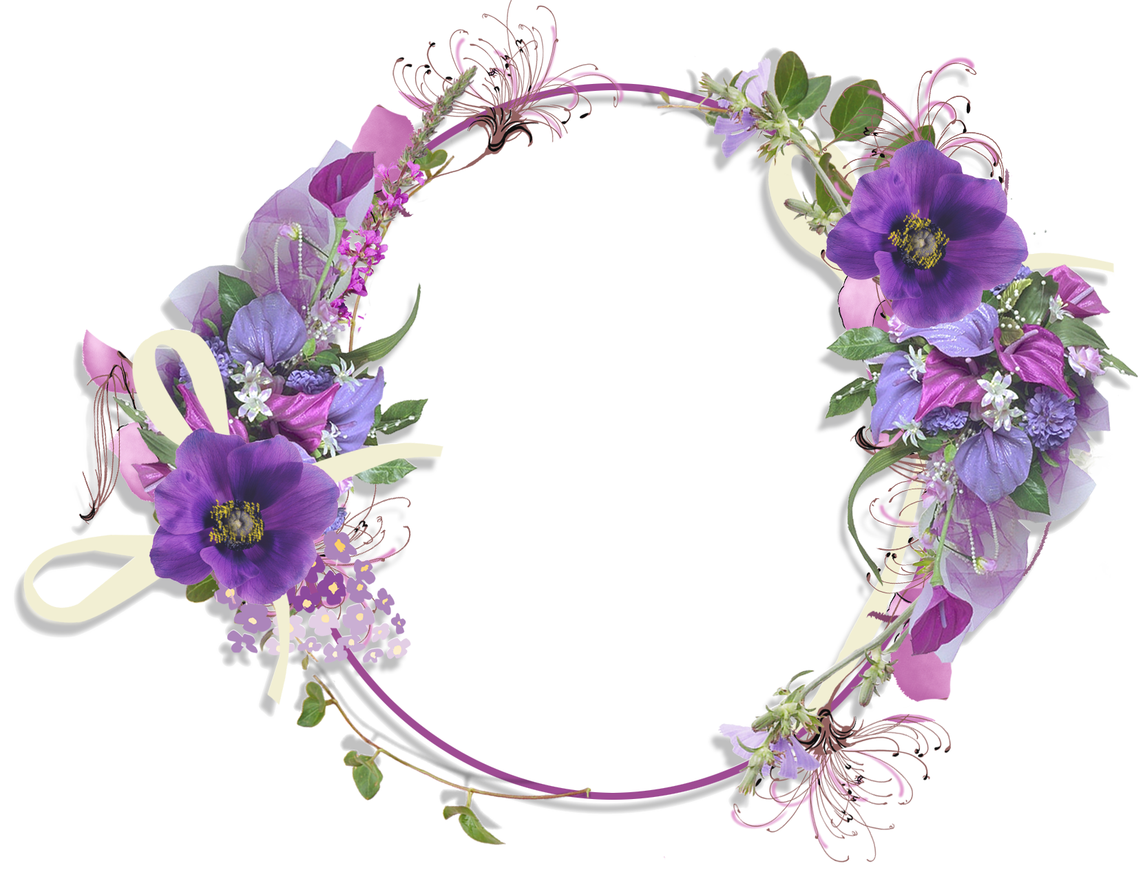 식물 꽃 원형 테두리 프레임 PNG 파일