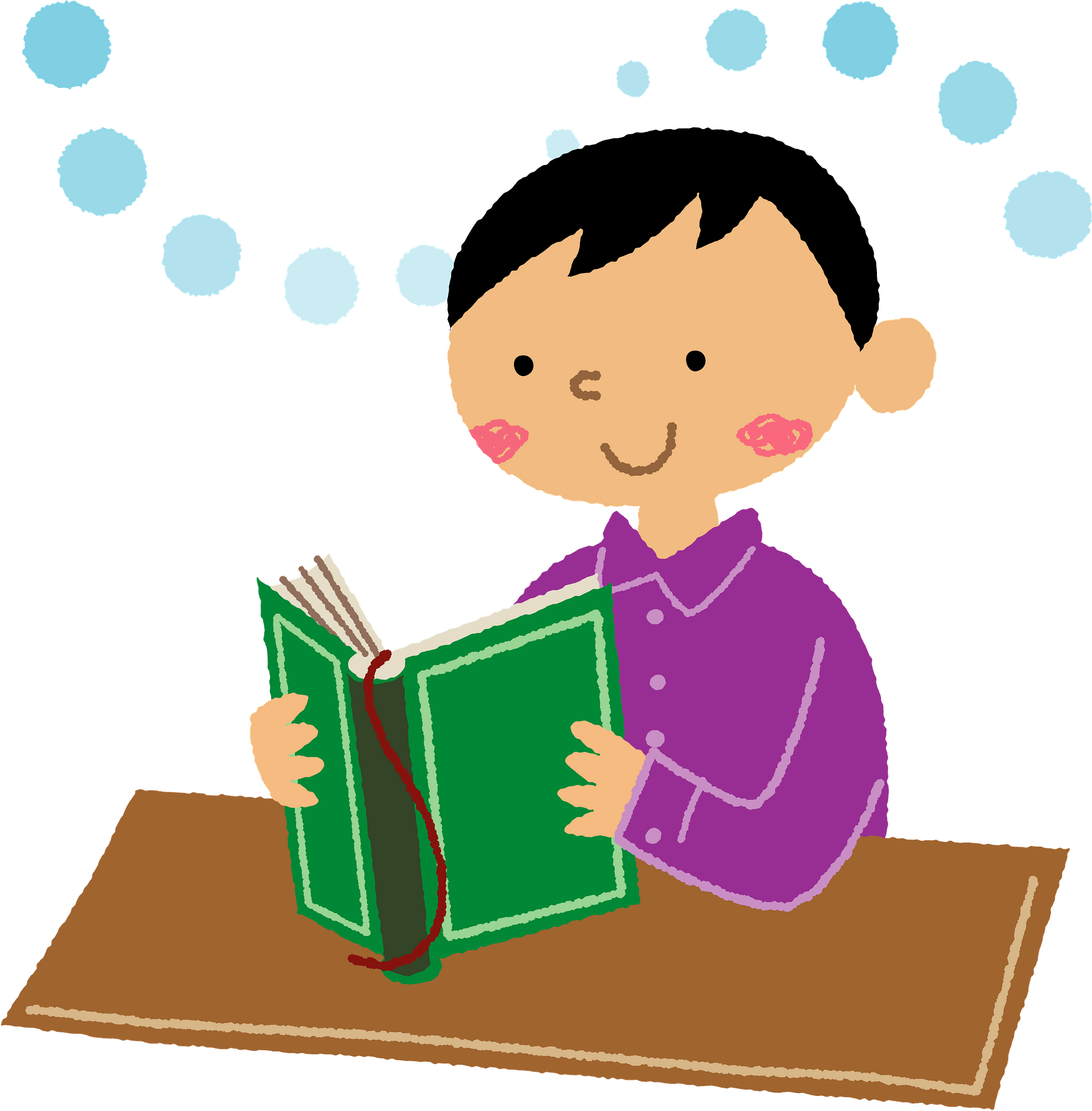 Boy Reading Book PNG Image