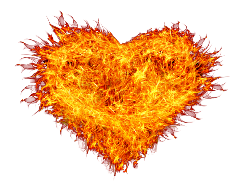 Brûler la flamme coeur du coeur PNG