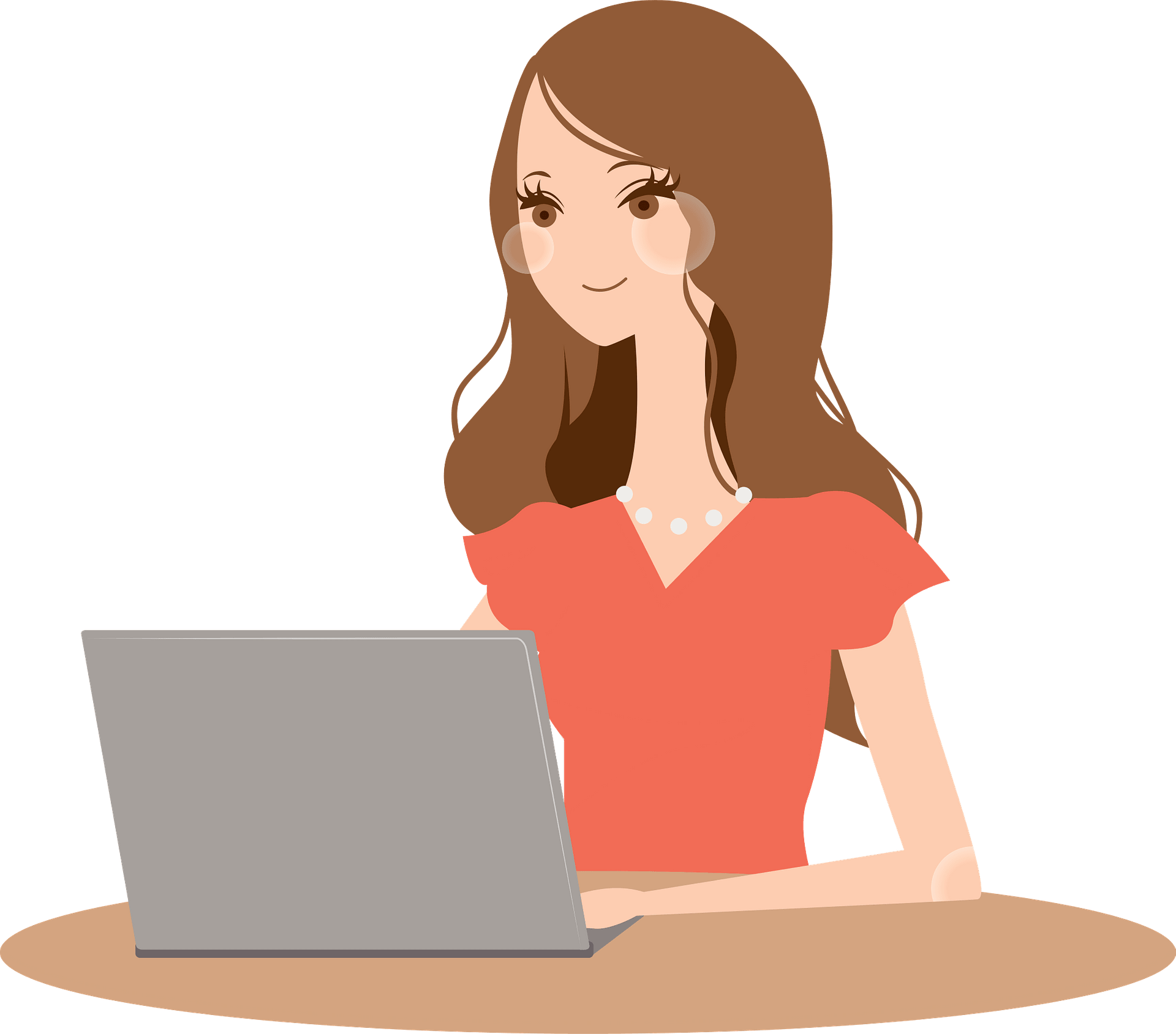 Business Girl Using Laptop Clipart Transparent PNG
