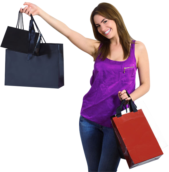 Cheerful Fashion Girl Holding Shopping Bag Transparent PNG